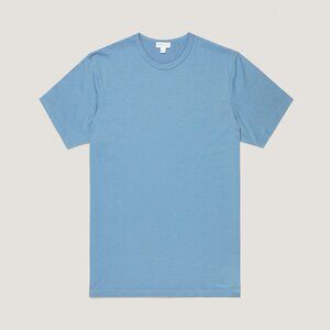 Sunspel Mens XXL Classic Slim Fit 100% Cotton T-Shirt - Airforce Blue
